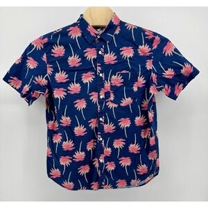 Old Navy Hawaiian Shirt Men's Size L Slim Fit Cotton Floral Tropical Beach Aloha